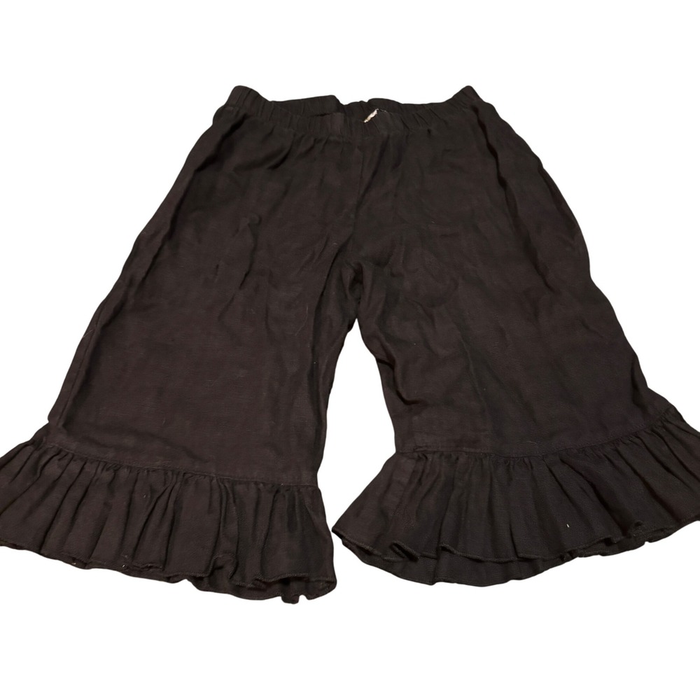 Goddess Gear Black Organic Linen Ruffle Hem Bloomers Shorts Small Made in USA
